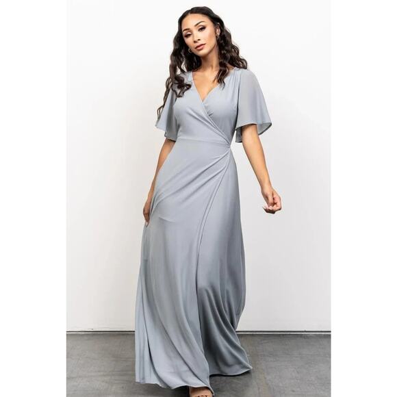 Baltic Born Ivy Wrap Maxi Dress Light Blue Chiffon Bridesmaid V-Neck Size XS NEW - Picture 1 of 9